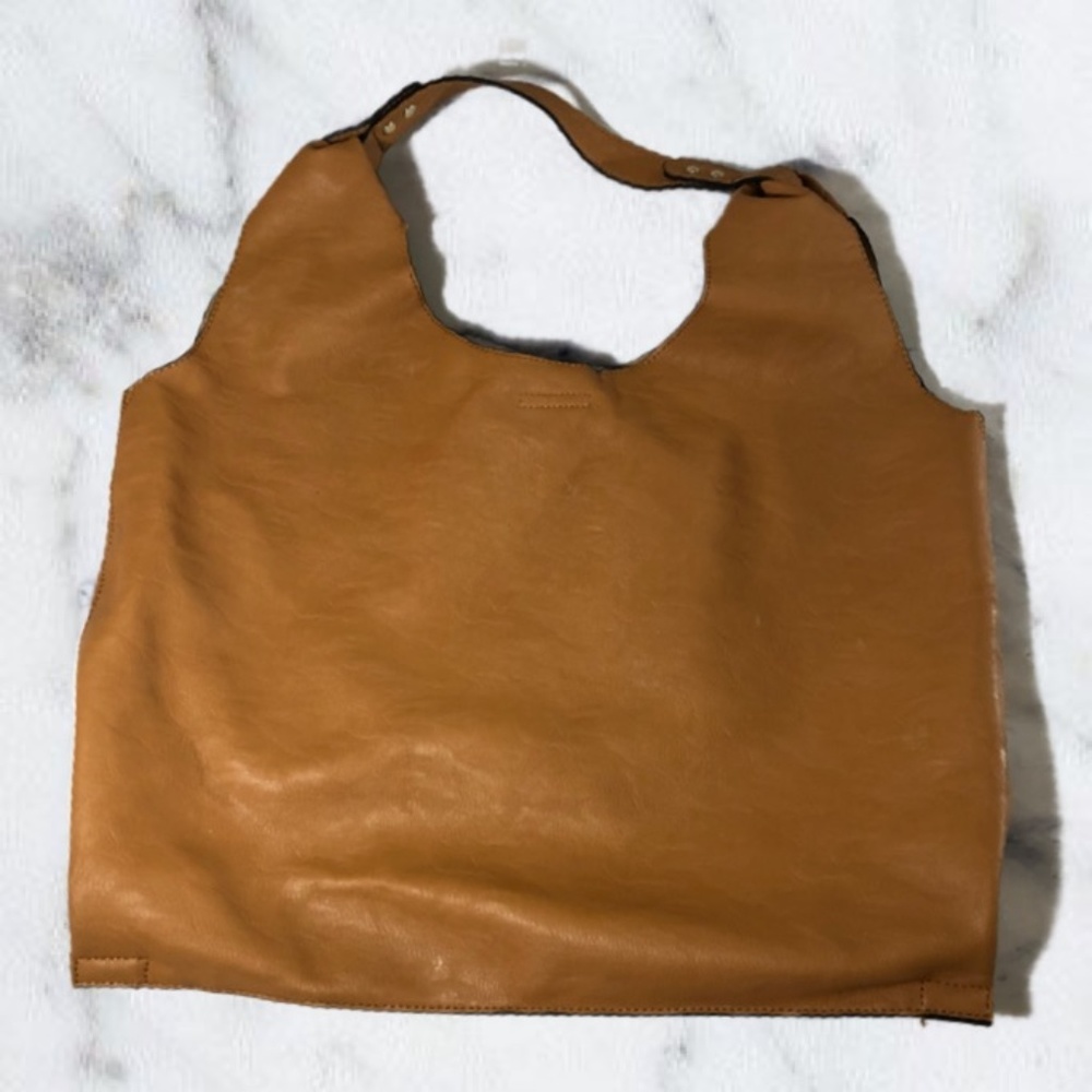 Tan Brown Faux Leather Hobo Shoulder Bag Purse - Picture 1 of 8